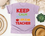 Keep Calm I Am A Teacher graphic tee in Orchid