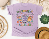 My Students Are Eggcellent graphic tee in Orchid