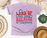 Land Of The Free Because Of The Brave Red graphic tee in Orchid