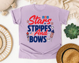 Stars Stripes And Bows Navy graphic tee in Orchid