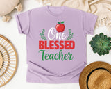 One Blessed Teacher Apple graphic tee in Orchid