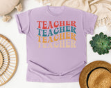 Teacher Teacher Teacher Retro graphic tee in Orchid