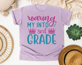 Roaring My Into 3rd Grade graphic tee in Orchid