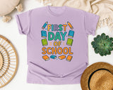 First Day Of School Books graphic tee in Orchid