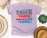 Thick Thighs American Vibes graphic tee in Orchid