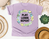 Play Learn Repeat graphic tee in Orchid
