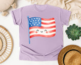 Smiling American Flag graphic tee in Orchid