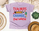Teachers Change The World Pencil graphic tee in Orchid