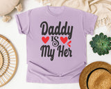 Daddy Is My Hero Black graphic tee in Orchid