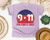 Patriot Day We Will Never Forget Red 2 graphic tee in Orchid