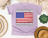 Support The Country You Live In graphic tee in Orchid