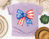 Patriotic Flag Bow Blue graphic tee in Orchid