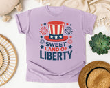 Sweet Land Of Liberty Navy graphic tee in Orchid