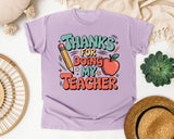 Thanks For Being My Teacher Grey graphic tee in Orchid