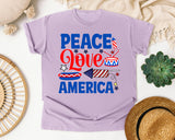 Peace Love America Blue graphic tee in Orchid
