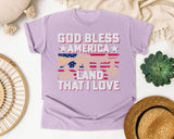 God Bless America Land That I Love Pink graphic tee in Orchid