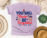 You Will Never Be Forgotten graphic tee in Orchid