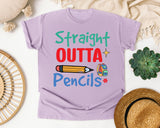 Straight Outta Pencils graphic tee in Orchid