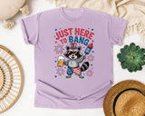 Just Here To Bang graphic tee in Orchid