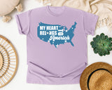 My Heart Belongs To America Blue graphic tee in Orchid