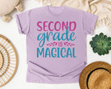 Second Grade Is Magical Script graphic tee in Orchid
