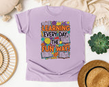 Learning Every Day The Fun Way graphic tee in Orchid