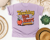 Teaching Is A Work Of Heart Brown graphic tee in Orchid