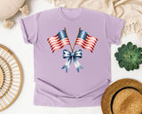 Crossed American Flags graphic tee in Orchid