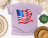 Waving American Flag Red graphic tee in Orchid