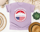We Will Never Forget Patriot Day White graphic tee in Orchid