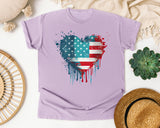Distressed Flag Heart graphic tee in Orchid