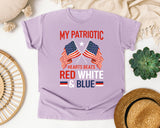 My Patriotic Heart Beats Red White And Blue graphic tee in Orchid