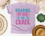 Roaring My Into 8th Grade graphic tee in Orchid