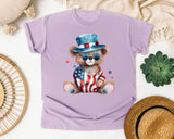 Bear In Patriotic Outfit graphic tee in Orchid