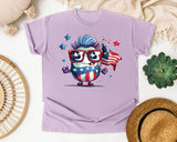 Patriotic Character With Flag graphic tee in Orchid