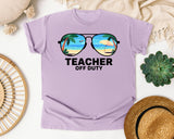 Teacher Off Duty Sunglasses graphic tee in Orchid