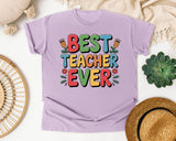 Best Teacher Ever Grey 3 graphic tee in Orchid