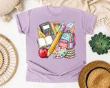 School Supplies Stack graphic tee in Orchid