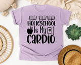 Homeschool Is My Cardio graphic tee in Orchid