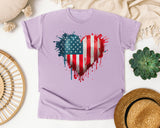 American Flag Heart Red graphic tee in Orchid