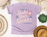 Shake Your Sparkler White 4 graphic tee in Orchid