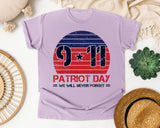 Patriot Day We Will Never Forget Red 3 graphic tee in Orchid