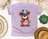 Bear With Flag Hat graphic tee in Orchid