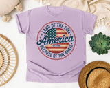 Land Of The Free Because Of The Brave Grey 3 graphic tee in Orchid