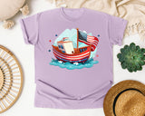 Patriotic Sailboat graphic tee in Orchid