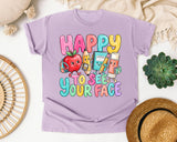 Happy To See Your Face Pastel graphic tee in Orchid