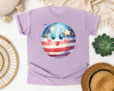 Patriotic Smiley Ball graphic tee in Orchid