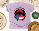 We Will Never Forget Patriot Day White 2 graphic tee in Orchid