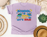 School Is Cool Lets Rule graphic tee in Orchid