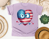 Patriotic Heart With Eyes graphic tee in Orchid